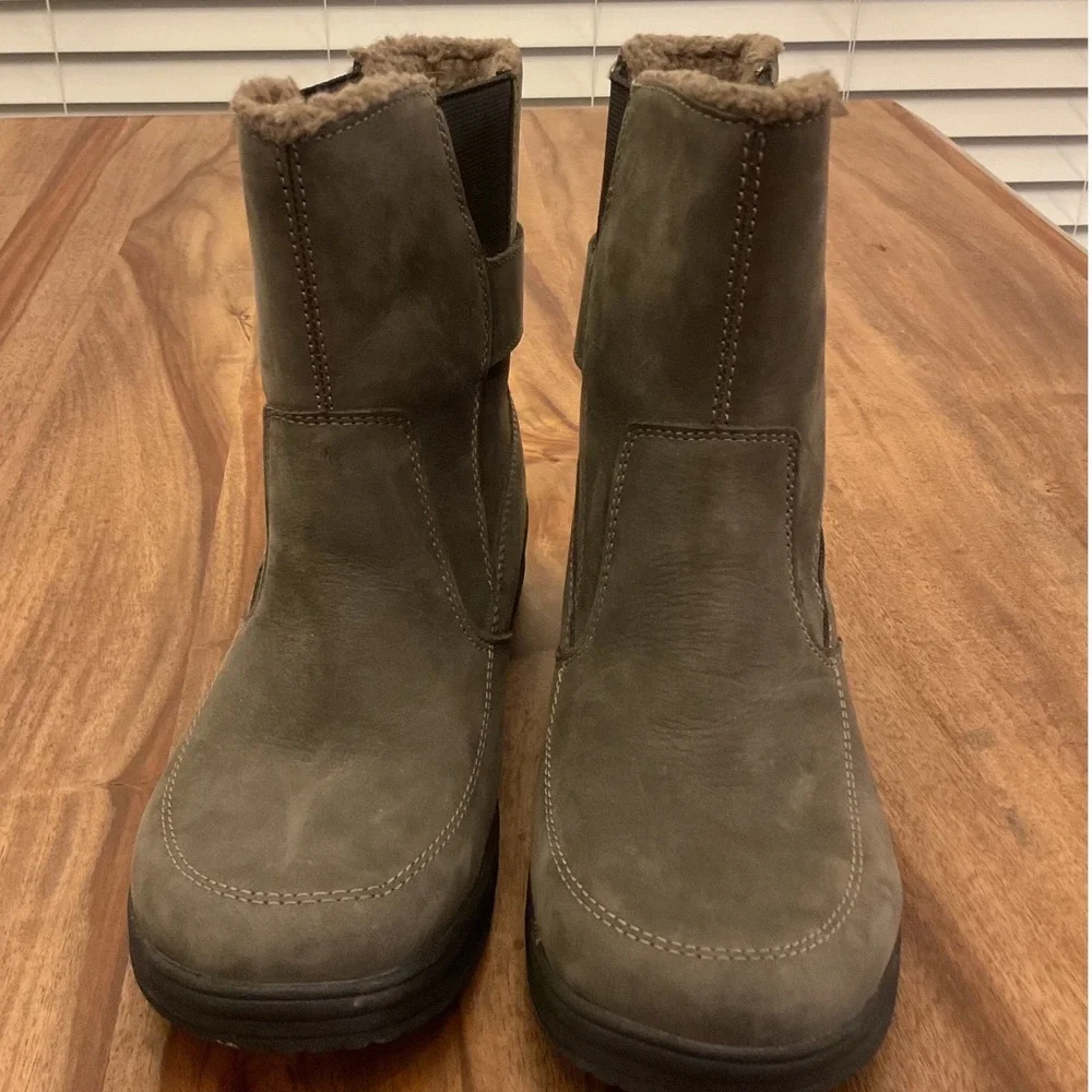 LL Bean TEK2.5 Waterproof Ankle Boots Womens 8 Medium Olive Green Faux Fur